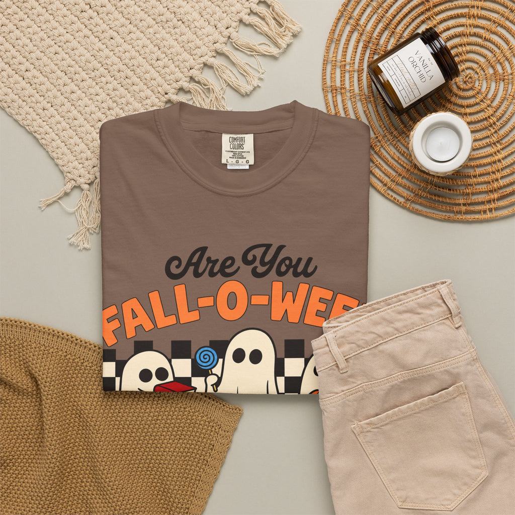 Fall-o-ween Ghosts Directions? T-shirt | Halloween pumpkin retro graphic