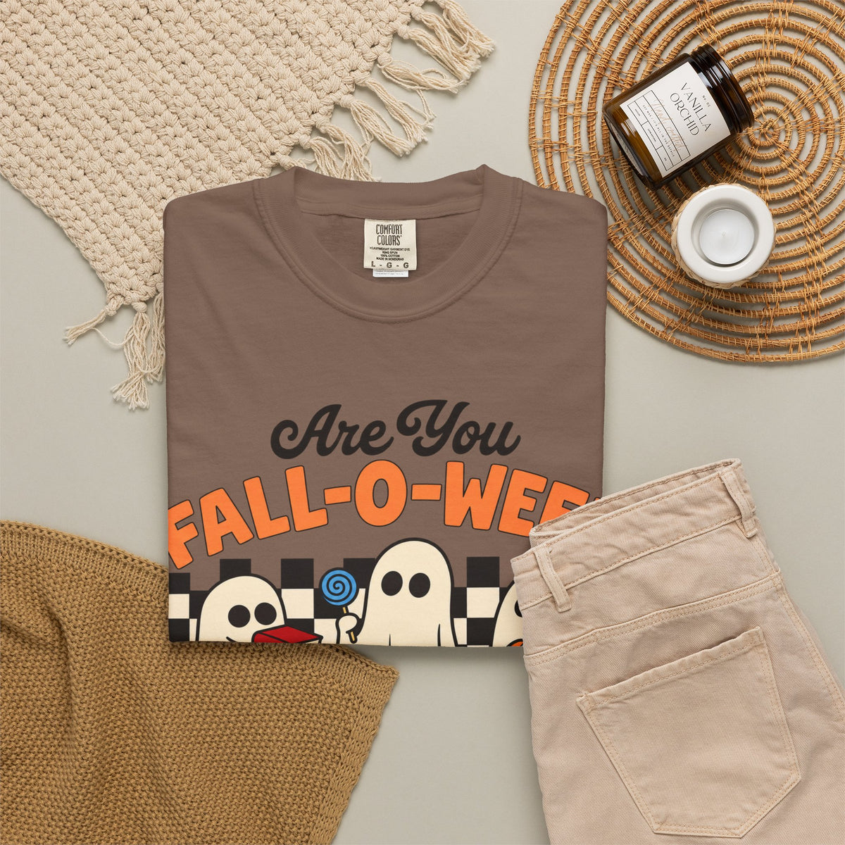 Fall-o-ween Ghosts Directions? T-shirt | Halloween pumpkin retro graphic