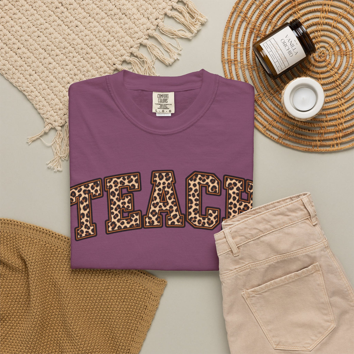 Leopard Print TEACH T-Shirt | Teacher Shirt, Animal Print Typography