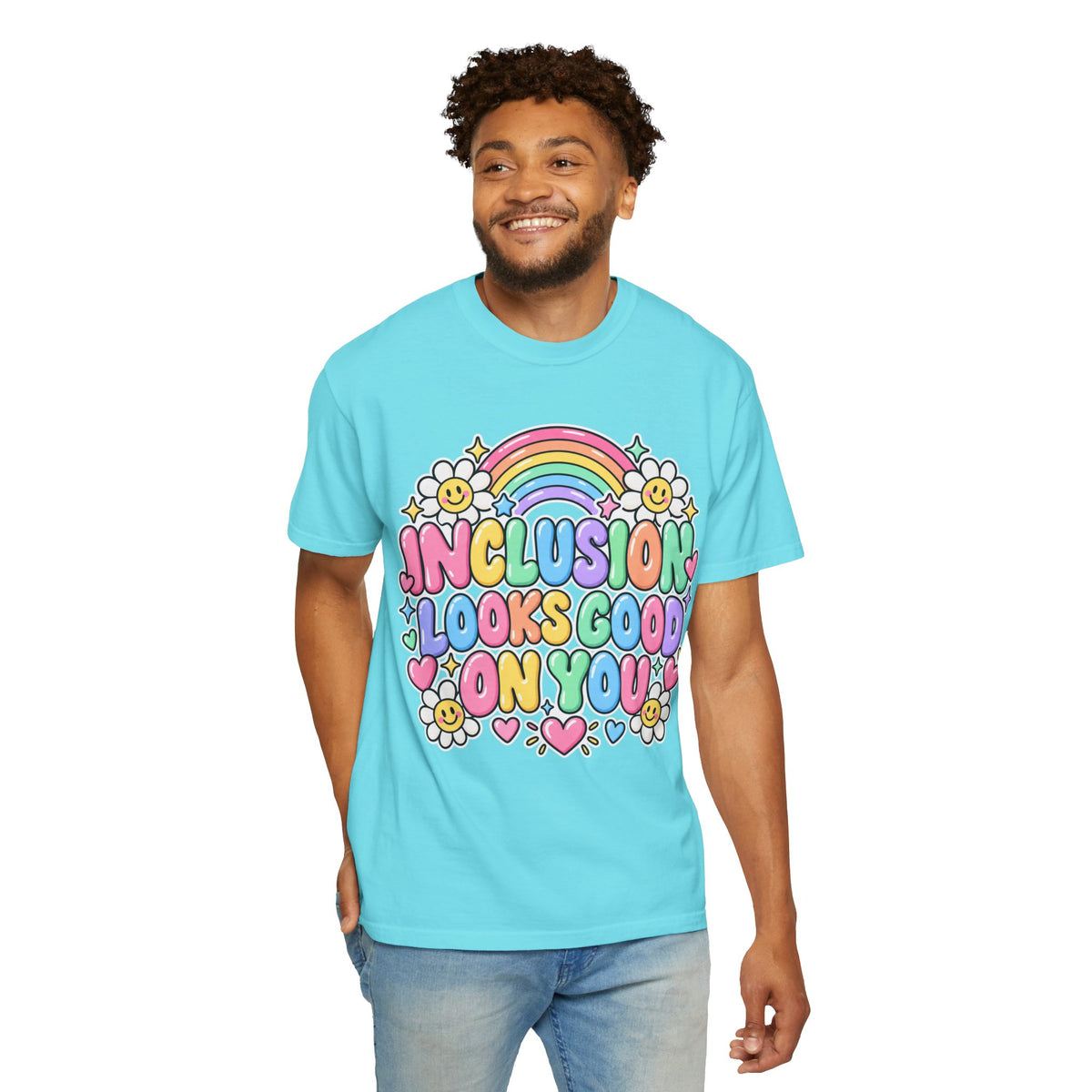 Inclusion Looks Good On You T-Shirt | Rainbow Smiles Graphic Tee