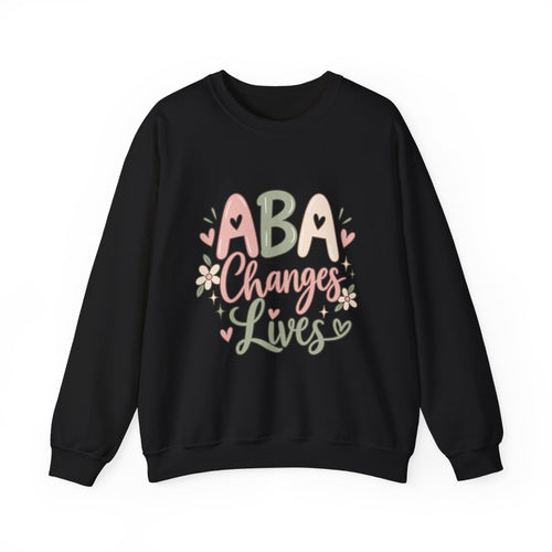 ABA Changes Lives Sweatshirt | Autism Therapy Awareness, Pastel Floral Design