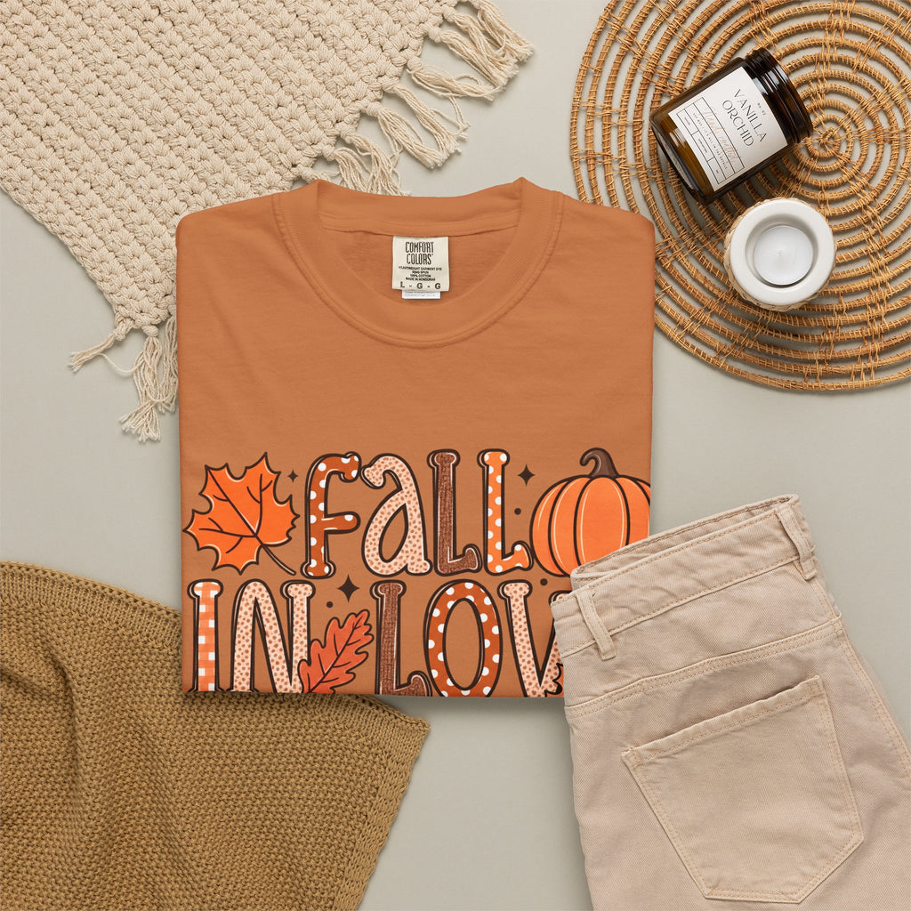 Fall in Love with Learning T-Shirt | Teacher Autumn Pumpkin Leaves