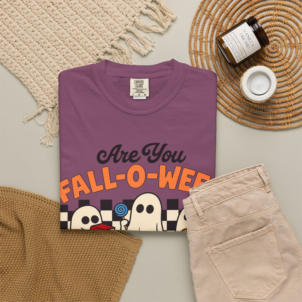 Fall-o-ween Ghosts Directions? T-shirt | Halloween pumpkin retro graphic
