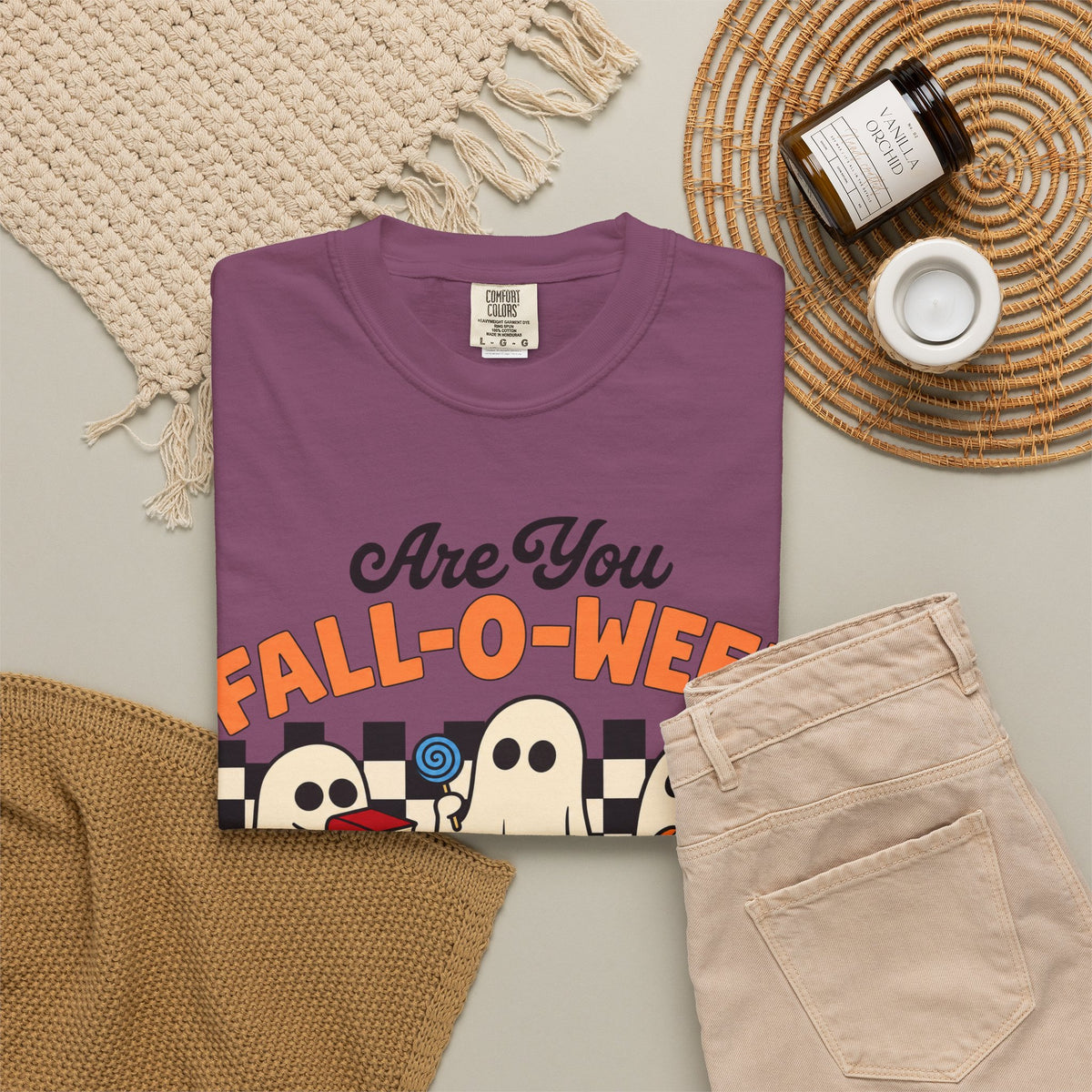 Fall-o-ween Ghosts Directions? T-shirt | Halloween pumpkin retro graphic