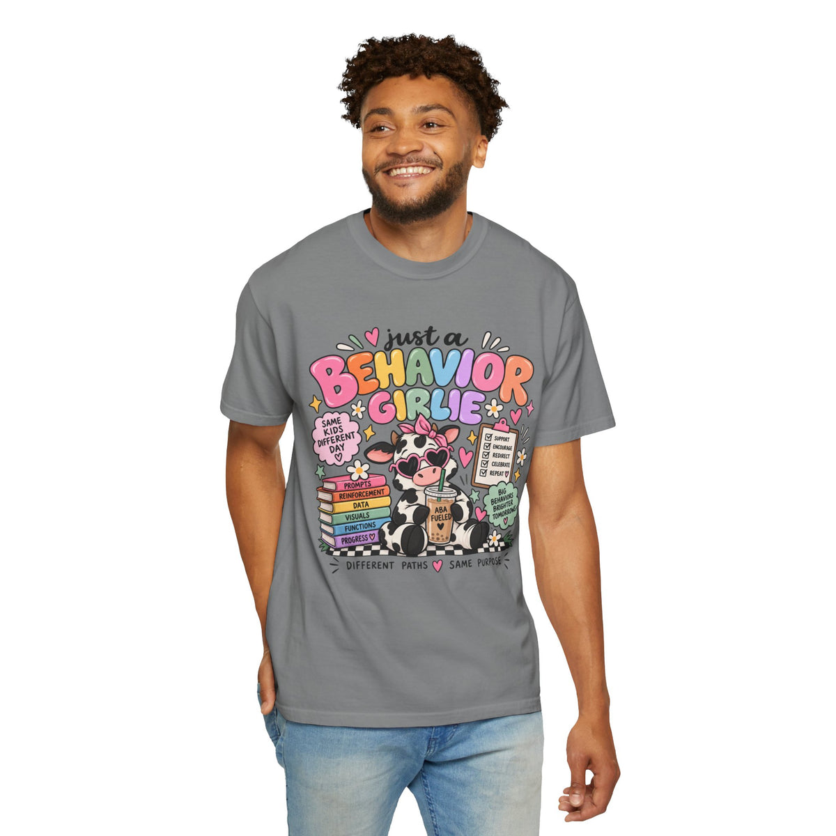 Just a Behavior Girl T-shirt | Cute Cow Therapist Illustration