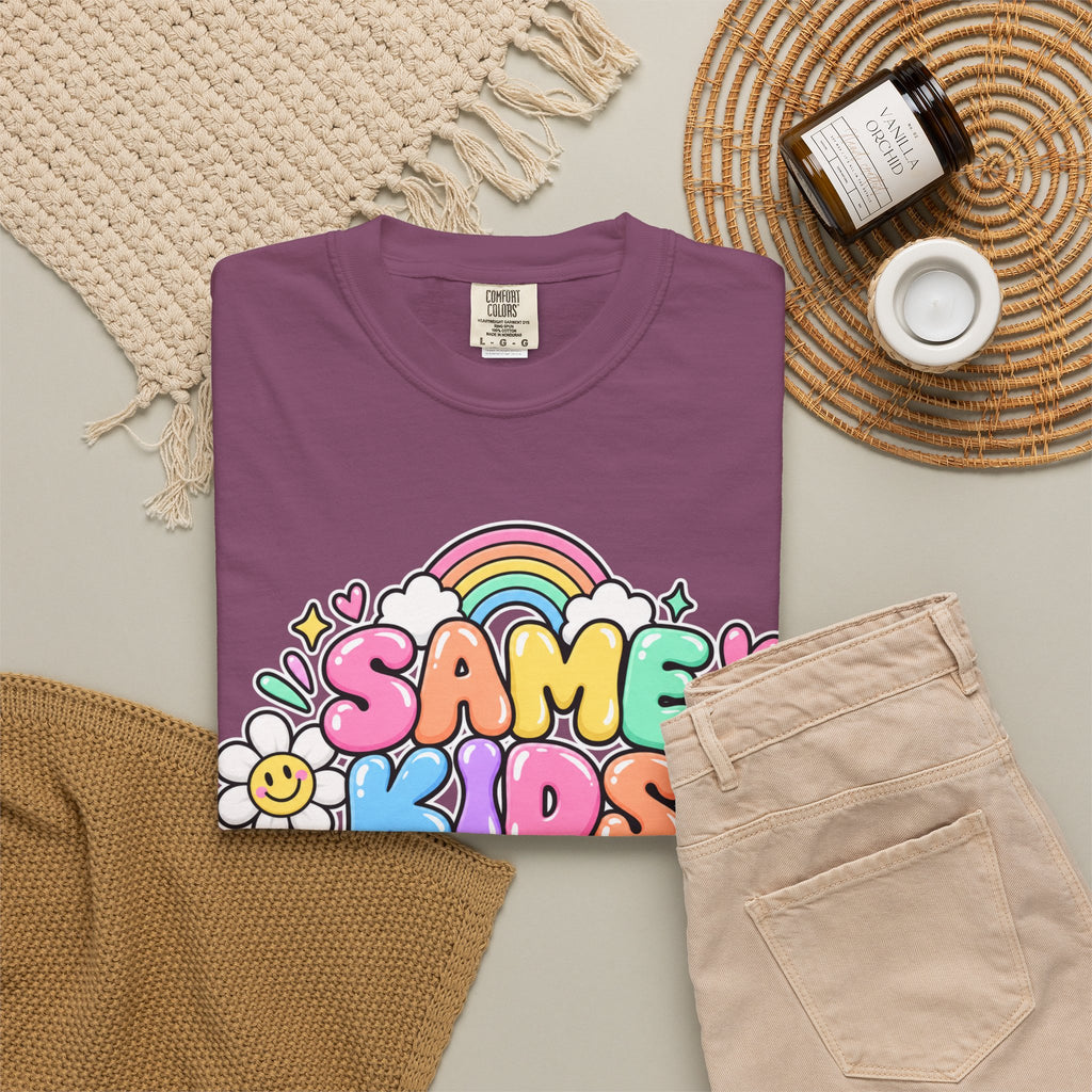 Same Kids Different Day T-shirt | Retro Rainbow Floral Typography