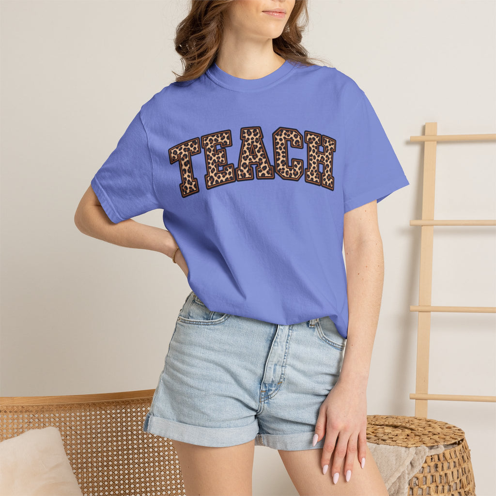 Leopard Print TEACH T-Shirt | Teacher Shirt, Animal Print Typography