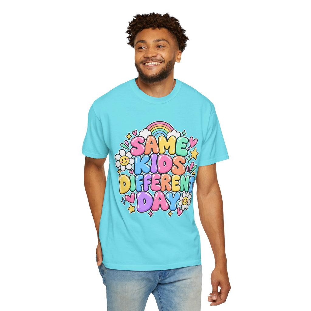 Same Kids Different Day T-shirt | Retro Rainbow Floral Typography