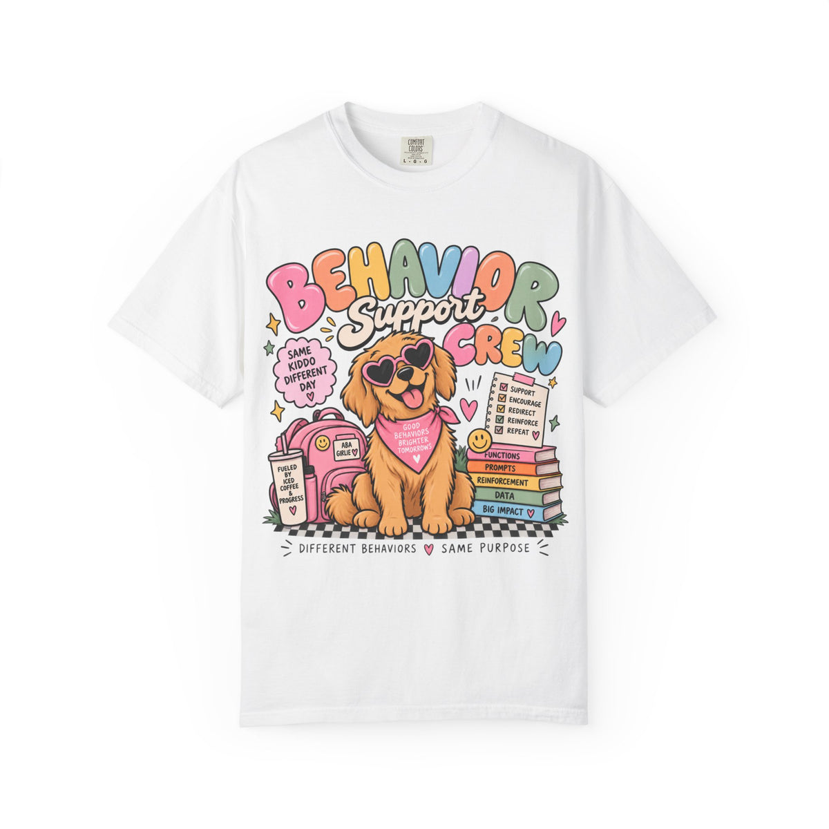 Behavior Support Crew T-shirt | Golden Retriever School Therapy Design
