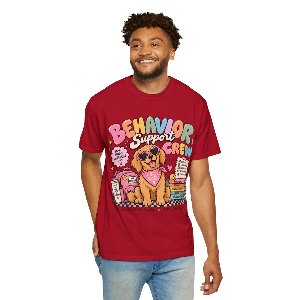 Behavior Support Crew T-shirt | Golden Retriever School Therapy Design