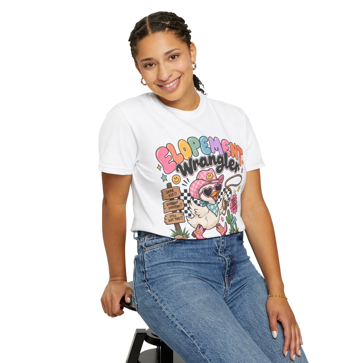 Elopement T-shirt | Cute Cowboy Sloth Illustration, Western Floral Tee