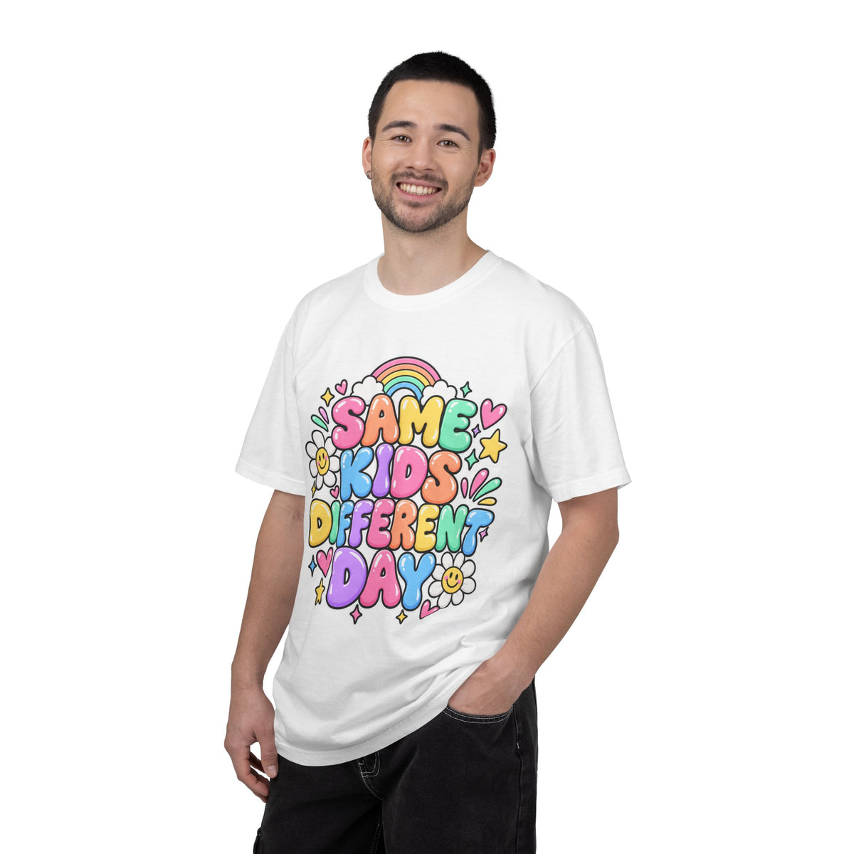 Same Kids Different Day T-shirt | Retro Rainbow Floral Typography