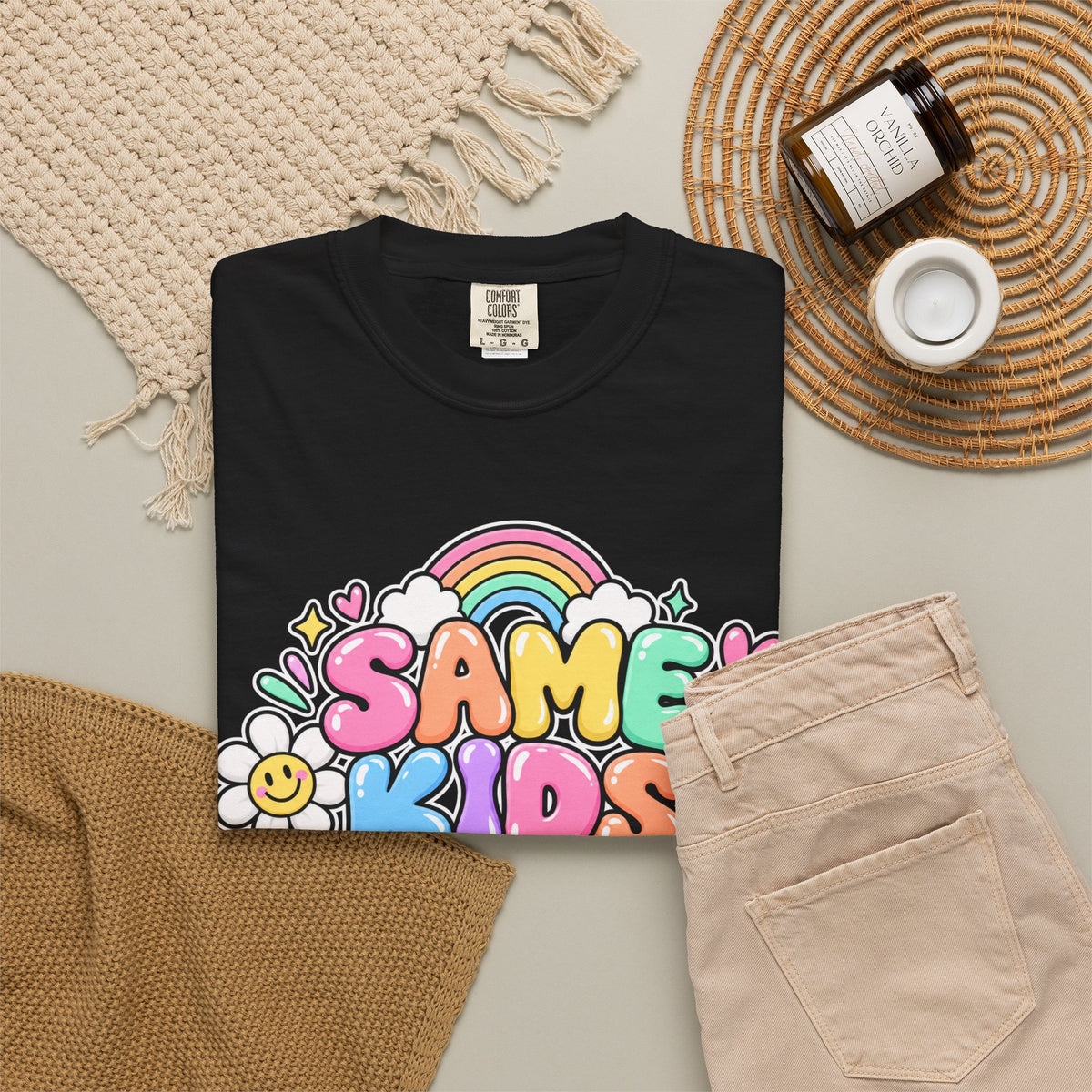Same Kids Different Day T-shirt | Retro Rainbow Floral Typography