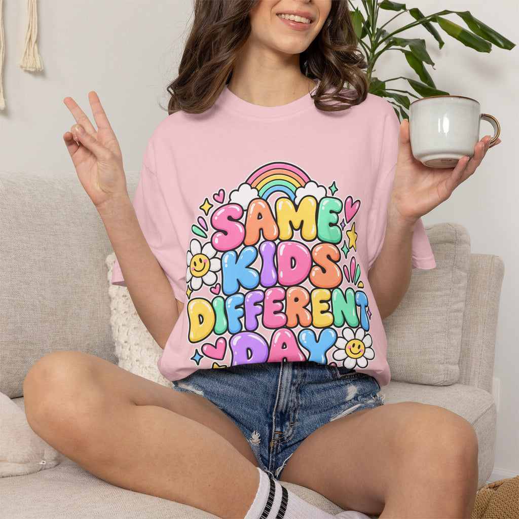 Same Kids Different Day T-shirt | Retro Rainbow Floral Typography