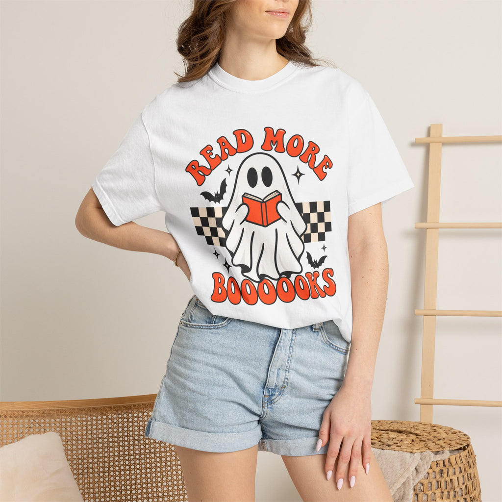 Read More Booooks ghost reading T-Shirt | Halloween book lover tee