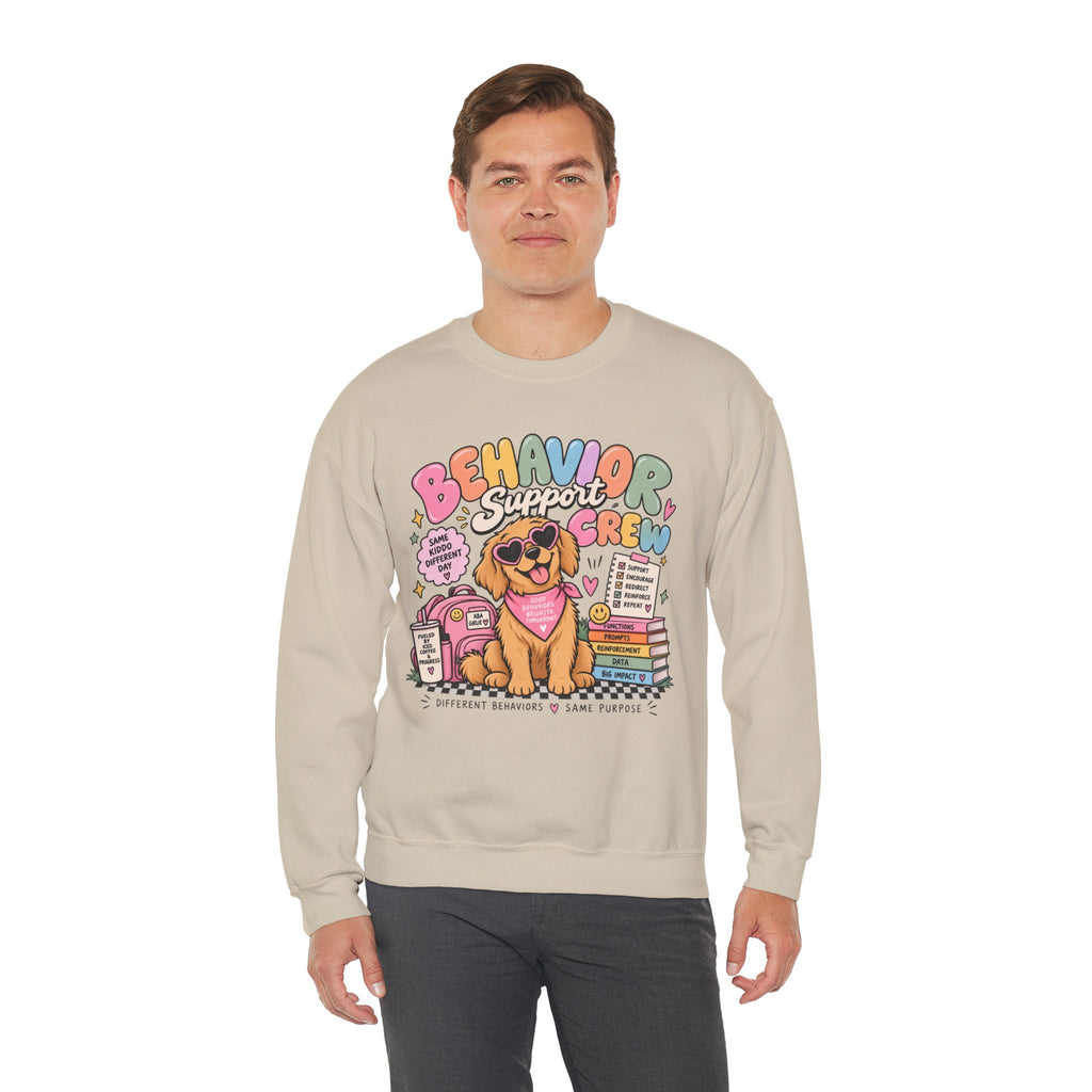 Behavior Support Crew sweatshirt | School Therapy Dog Design, Books & Classroom Icons