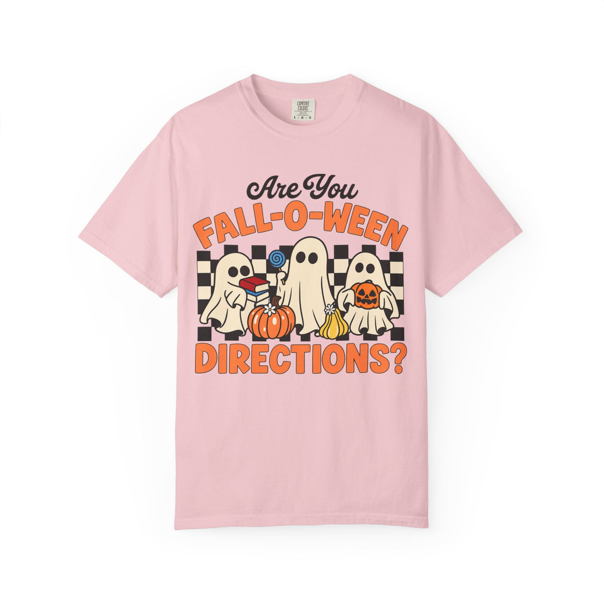 Fall-o-ween Ghosts Directions? T-shirt | Halloween pumpkin retro graphic