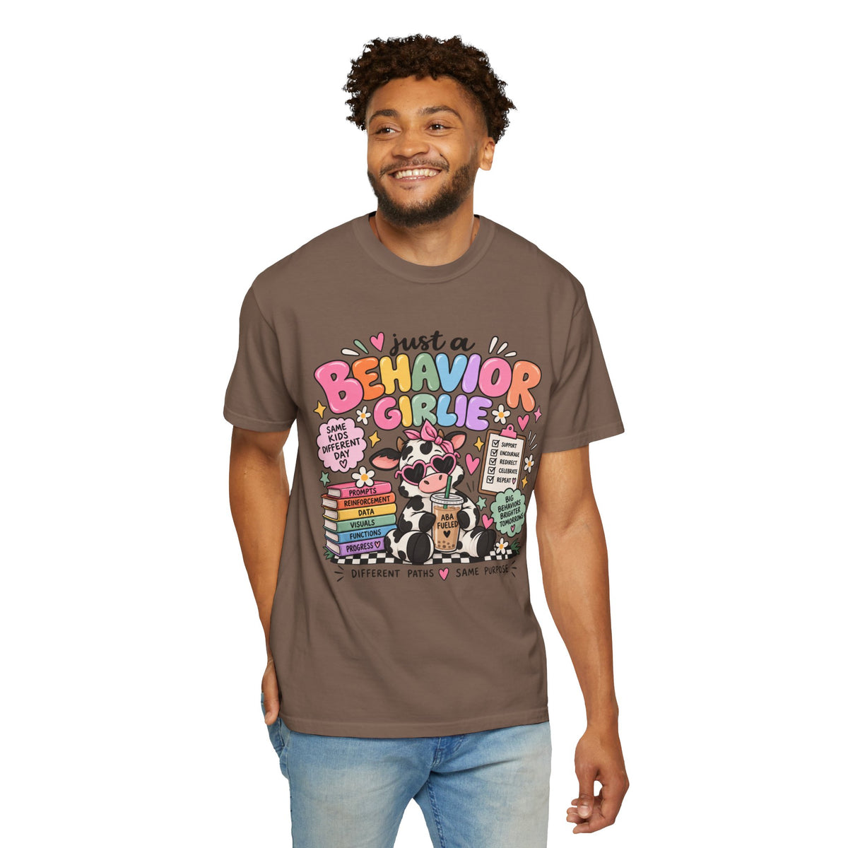 Just a Behavior Girl T-shirt | Cute Cow Therapist Illustration