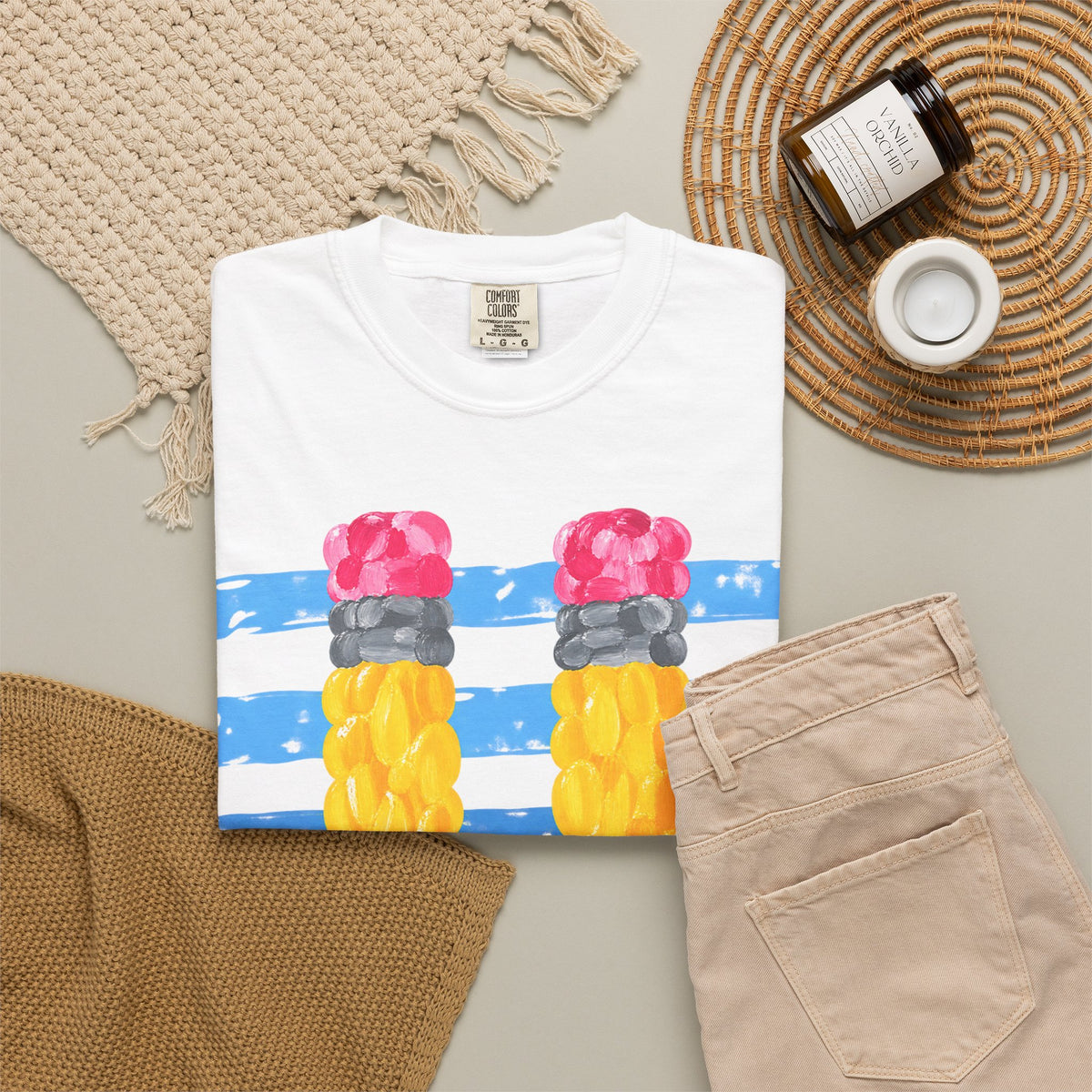Braided Pencil Illustration T-Shirt | School Art Teacher Tee