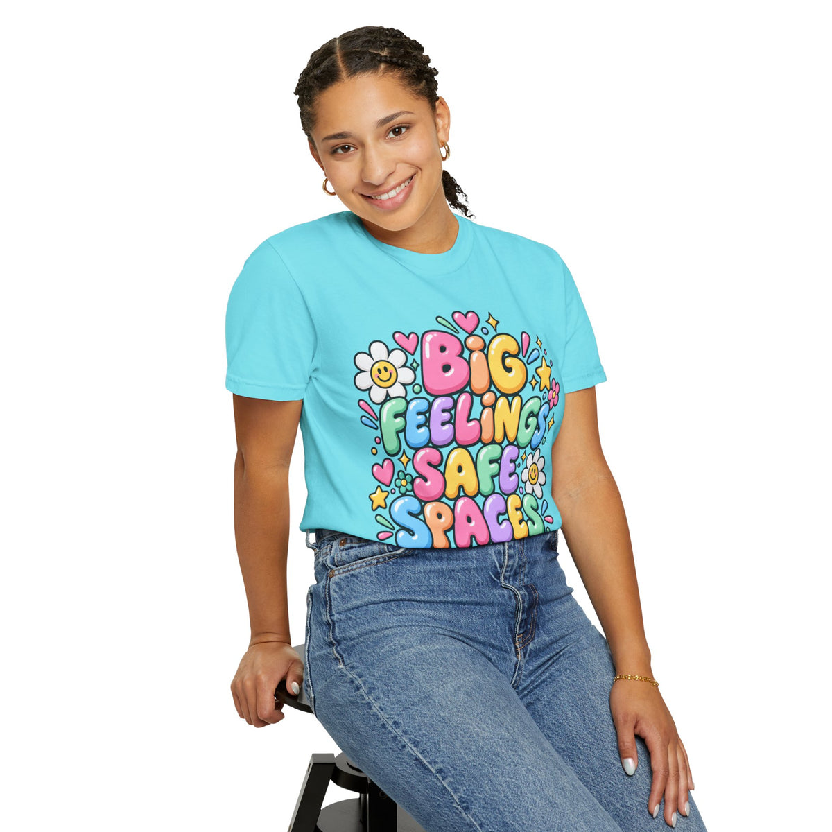 Big Feelings Safe Spaces T-shirt | Pastel Cute Floral Typography