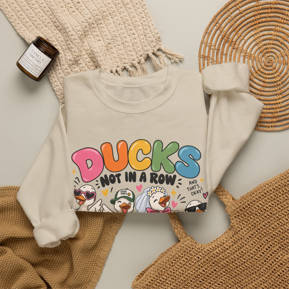 Ducks Not in a Row Crewneck Sweatshirt | Cute Cartoon Ducks