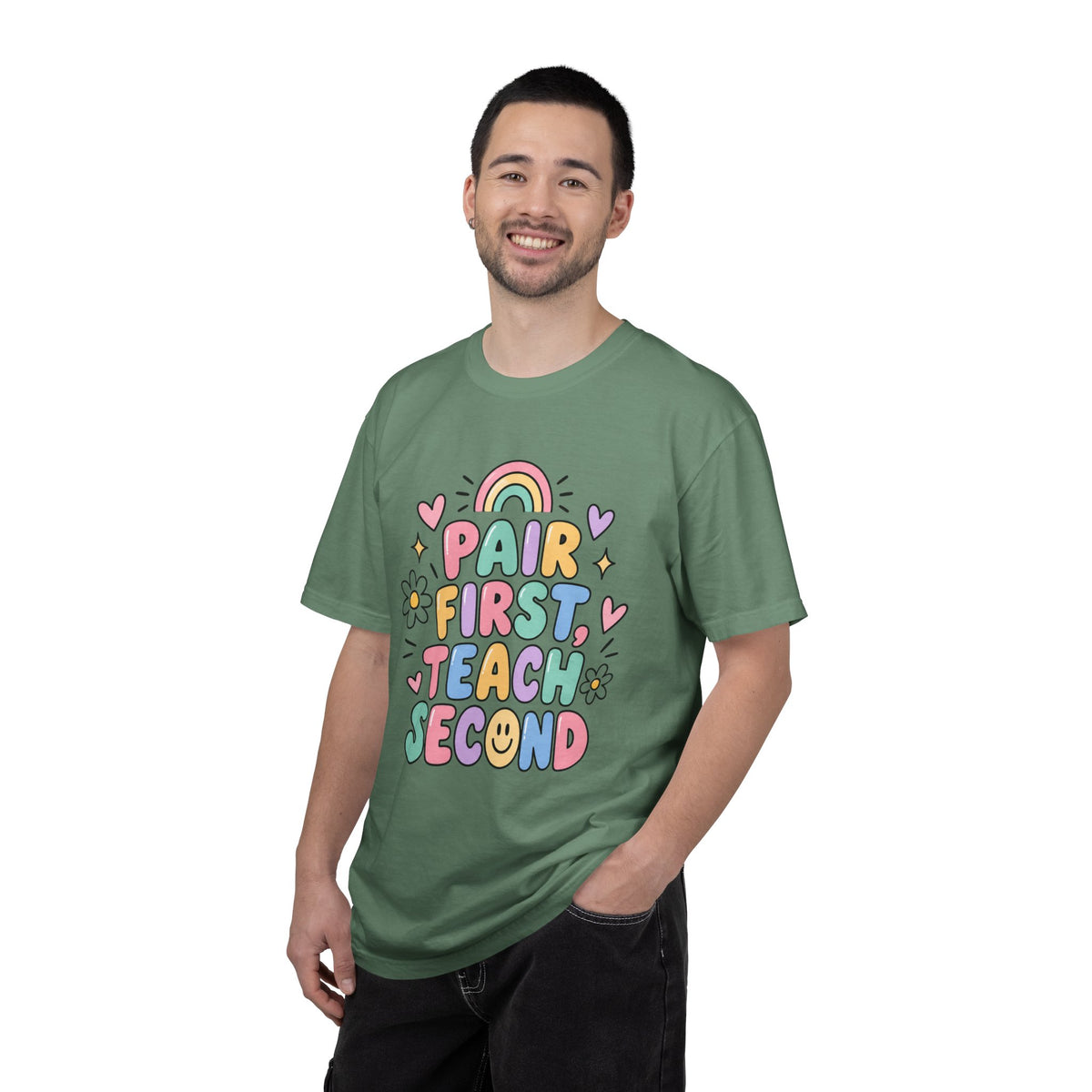 Pair First Teach Second T-Shirt | Cute Rainbow Classroom Design