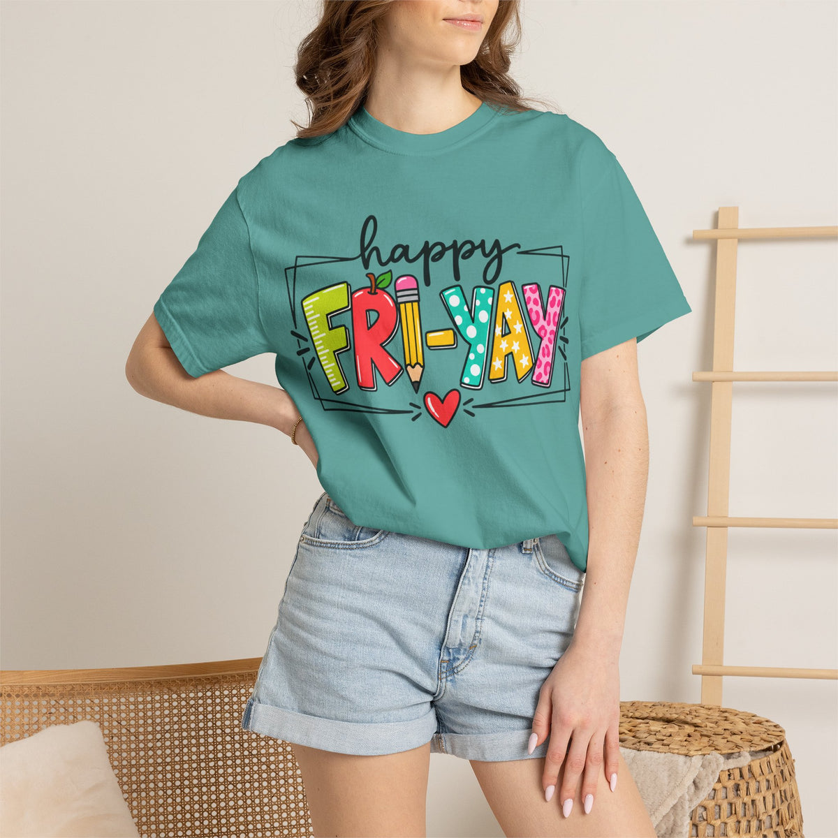 Happy Fri-yay Colorful Graphic T-shirt | Cute Friday Celebration Tee