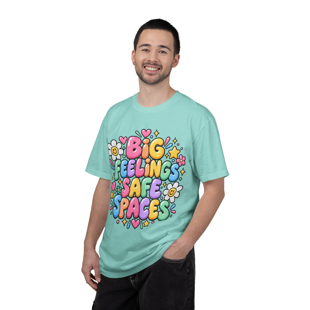 Big Feelings Safe Spaces T-shirt | Pastel Cute Floral Typography