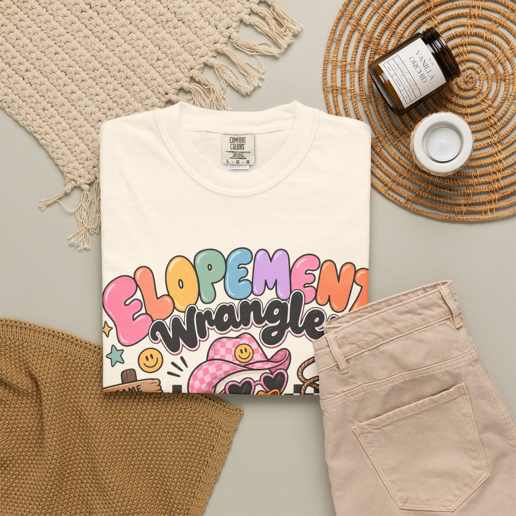 Elopement T-shirt | Cute Cowboy Sloth Illustration, Western Floral Tee