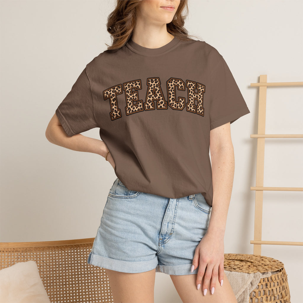 Leopard Print TEACH T-Shirt | Teacher Shirt, Animal Print Typography
