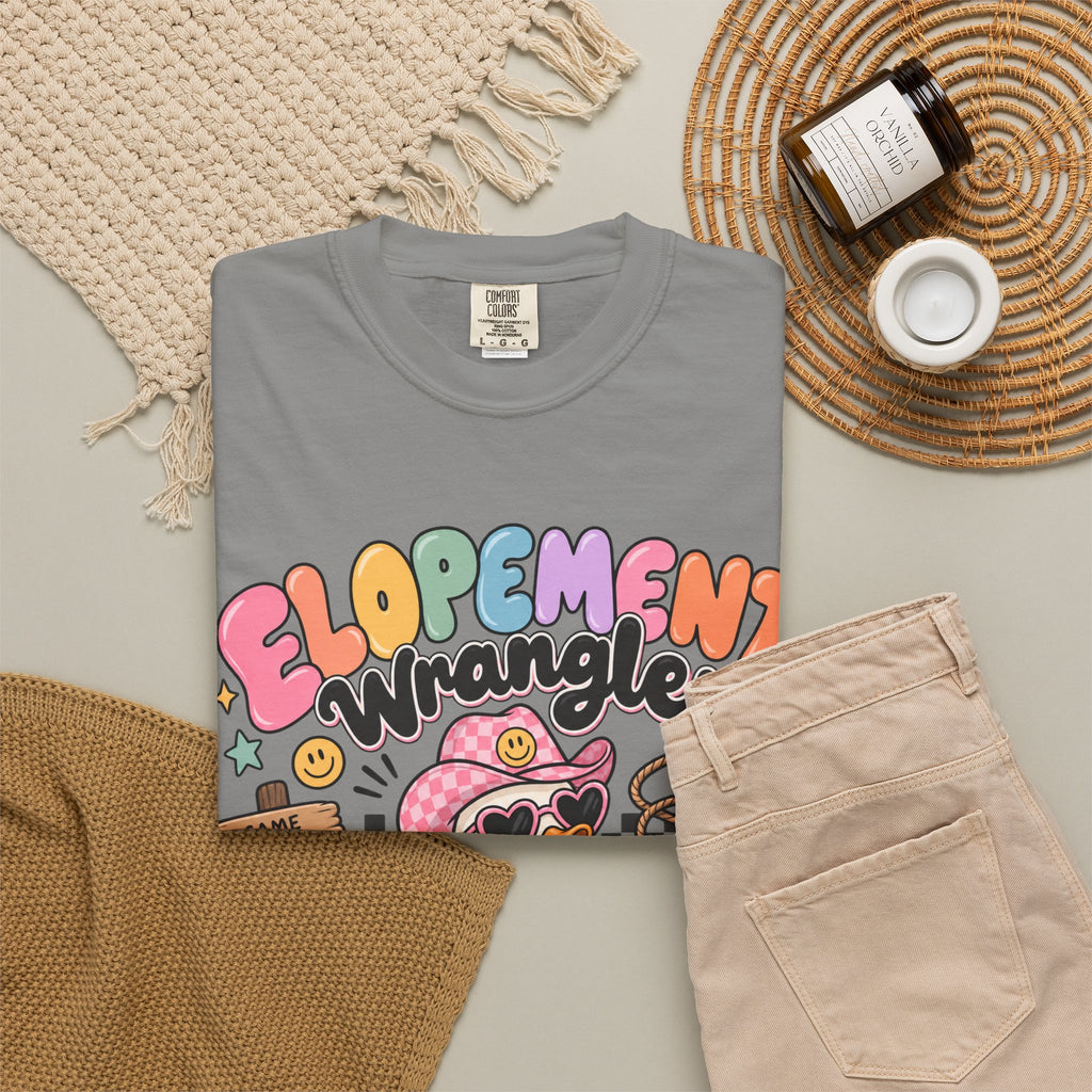 Elopement T-shirt | Cute Cowboy Sloth Illustration, Western Floral Tee