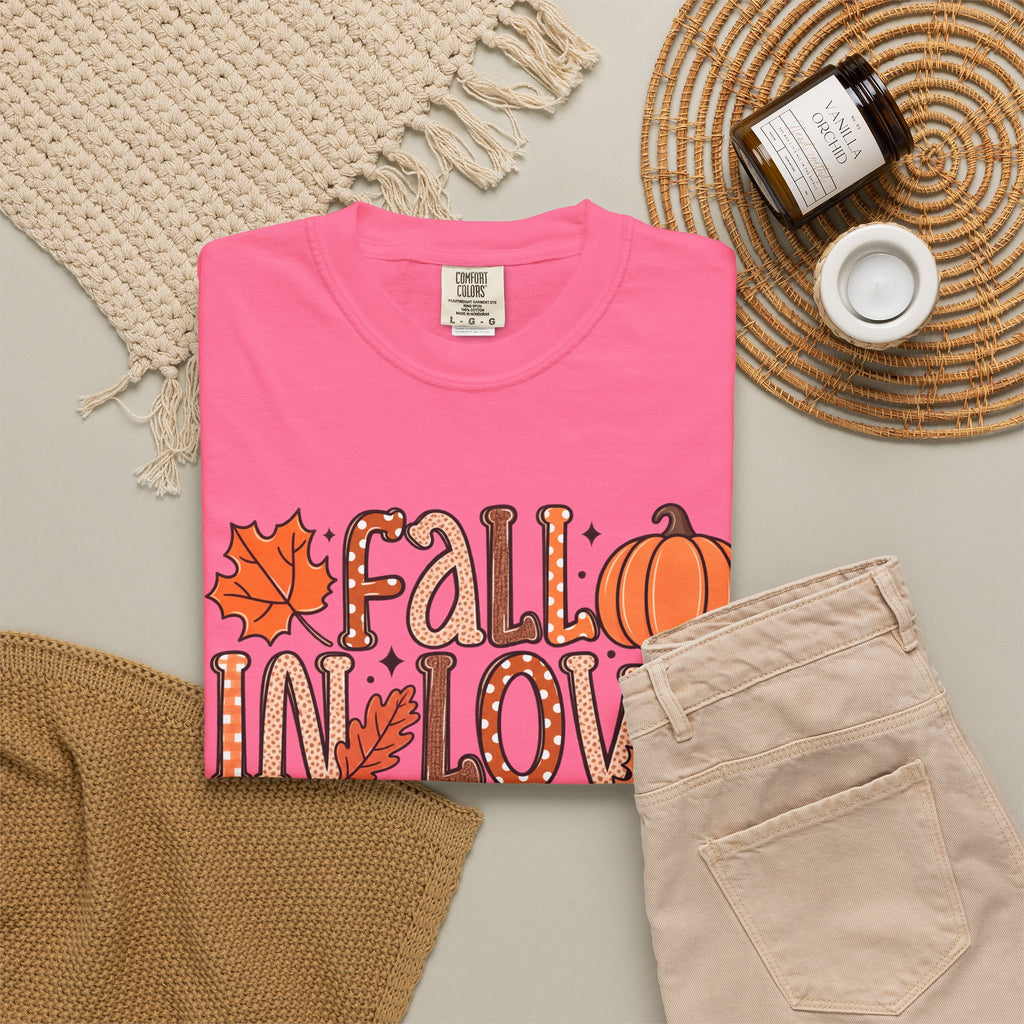 Fall in Love with Learning T-Shirt | Teacher Autumn Pumpkin Leaves