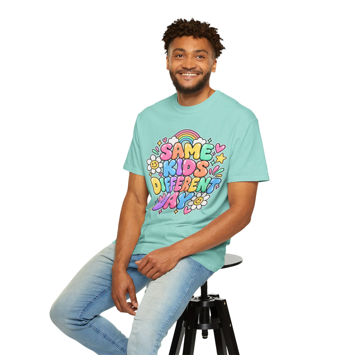 Same Kids Different Day T-shirt | Retro Rainbow Floral Typography