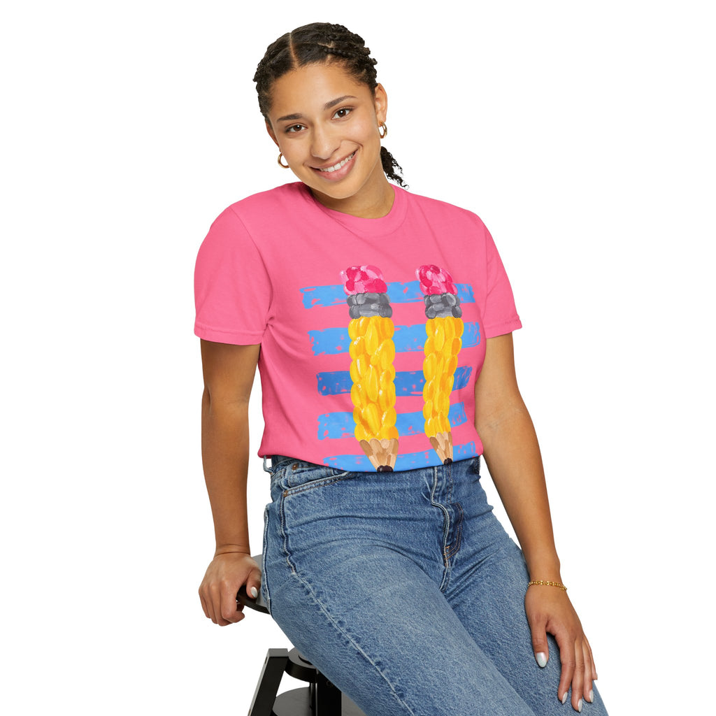 Braided Pencil Illustration T-Shirt | School Art Teacher Tee