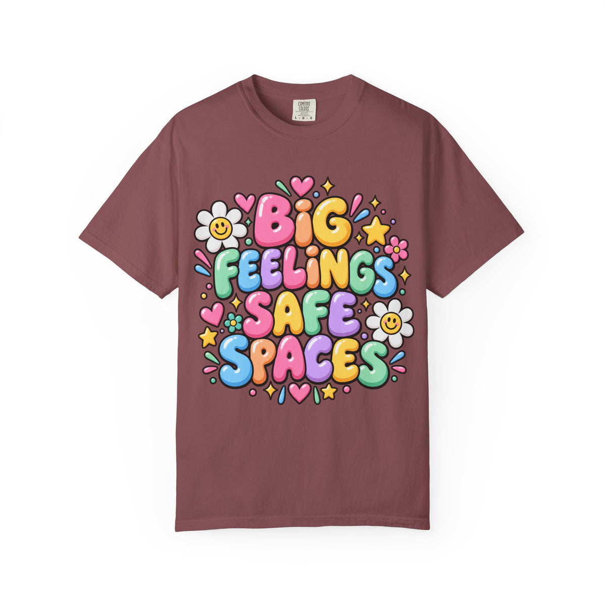 Big Feelings Safe Spaces T-shirt | Pastel Cute Floral Typography