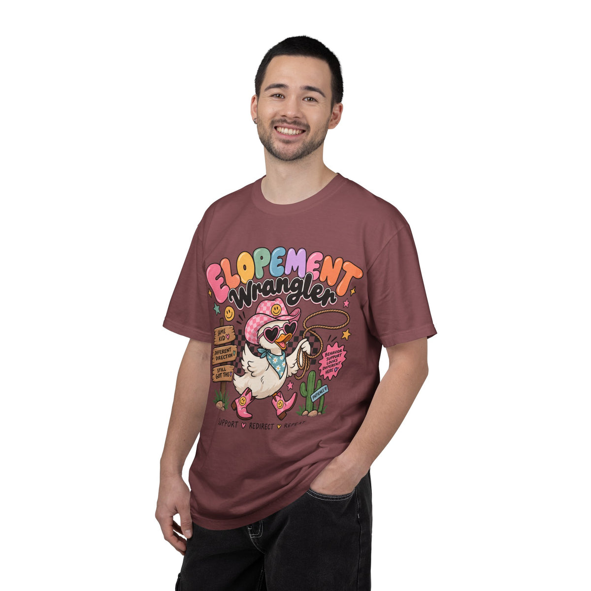 Elopement T-shirt | Cute Cowboy Sloth Illustration, Western Floral Tee