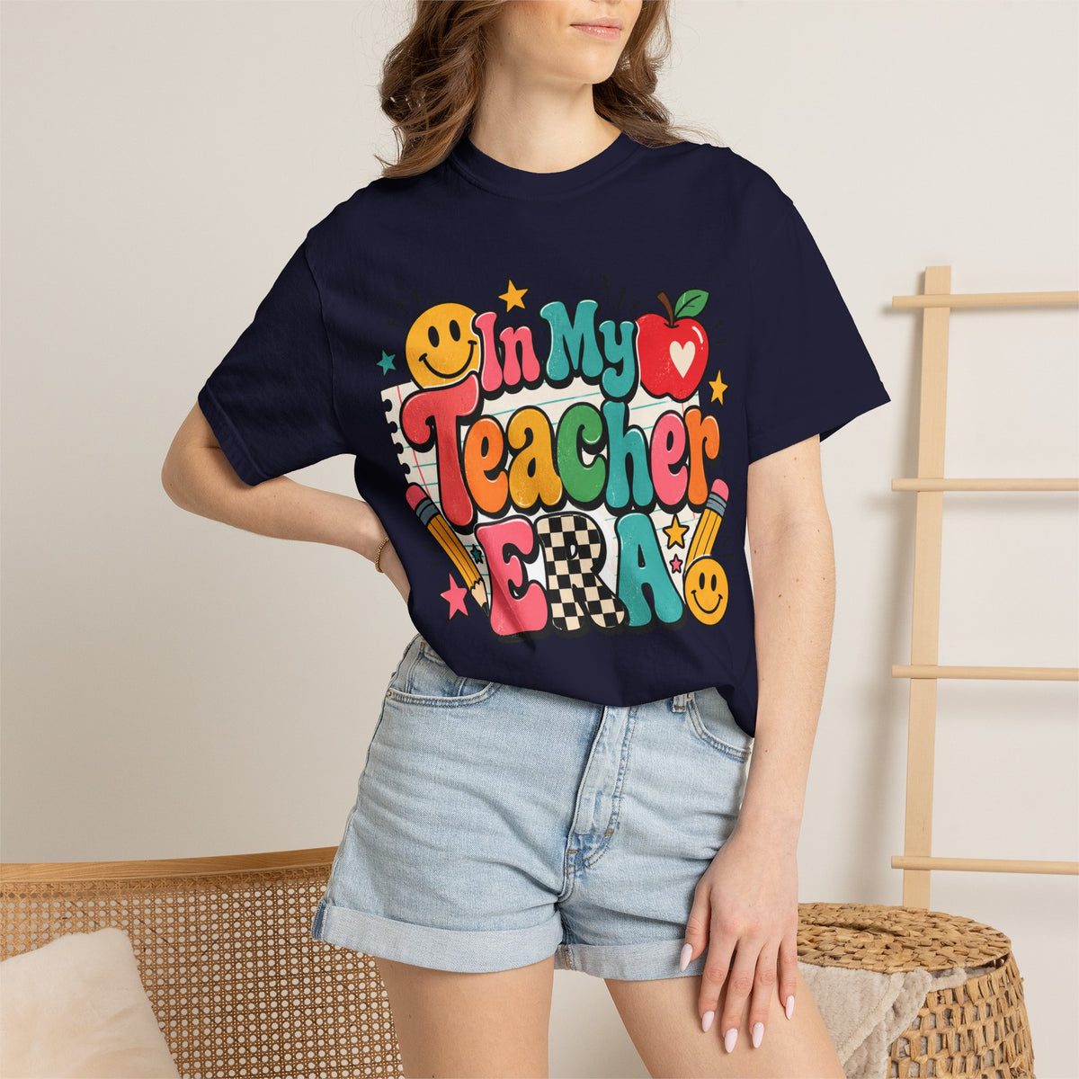 In My Teacher Era T-shirt | Retro School Graphic, Apple & Pencils