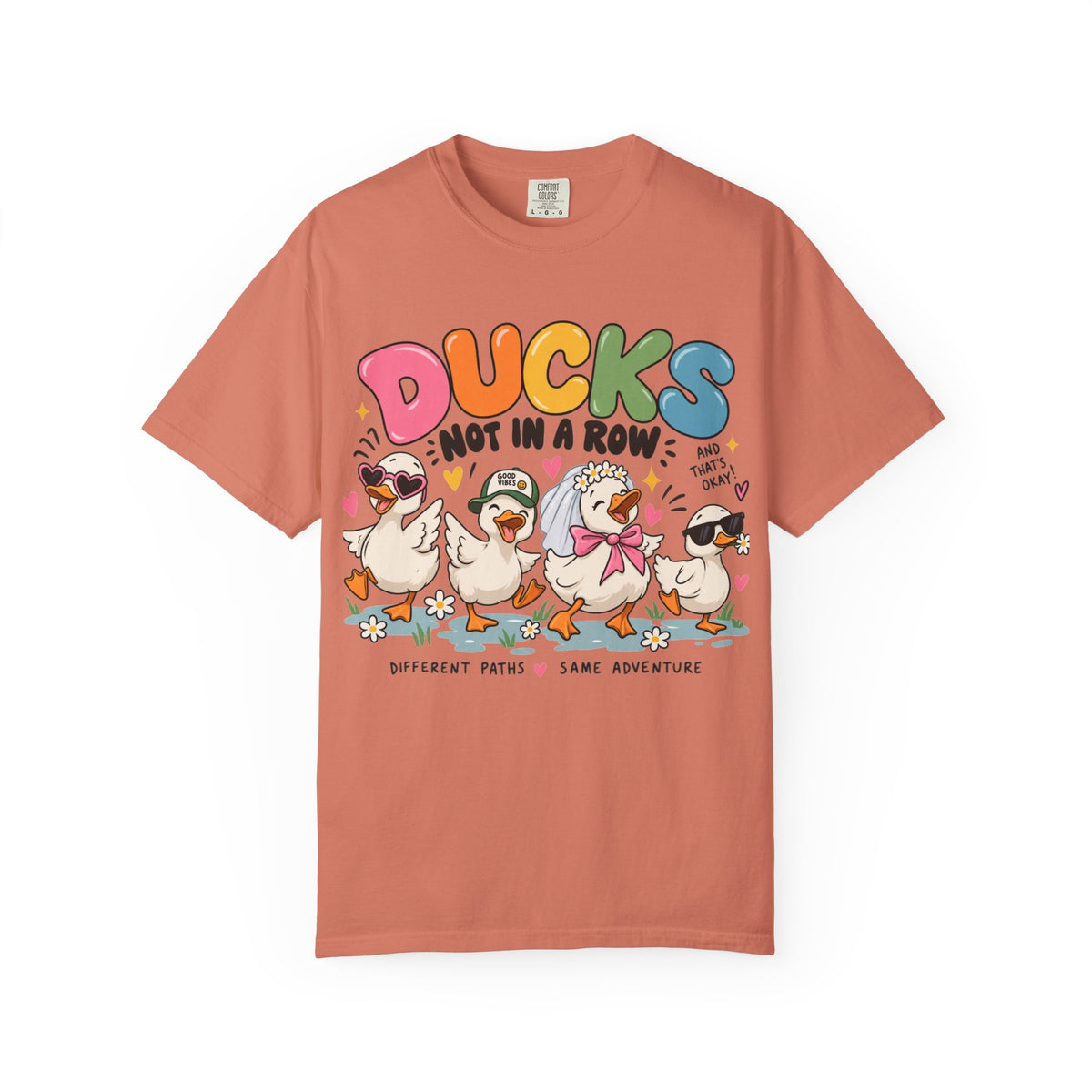Ducks Not In A Row tee | Cute Duck Illustration T-Shirt, Different Paths Same Adventure