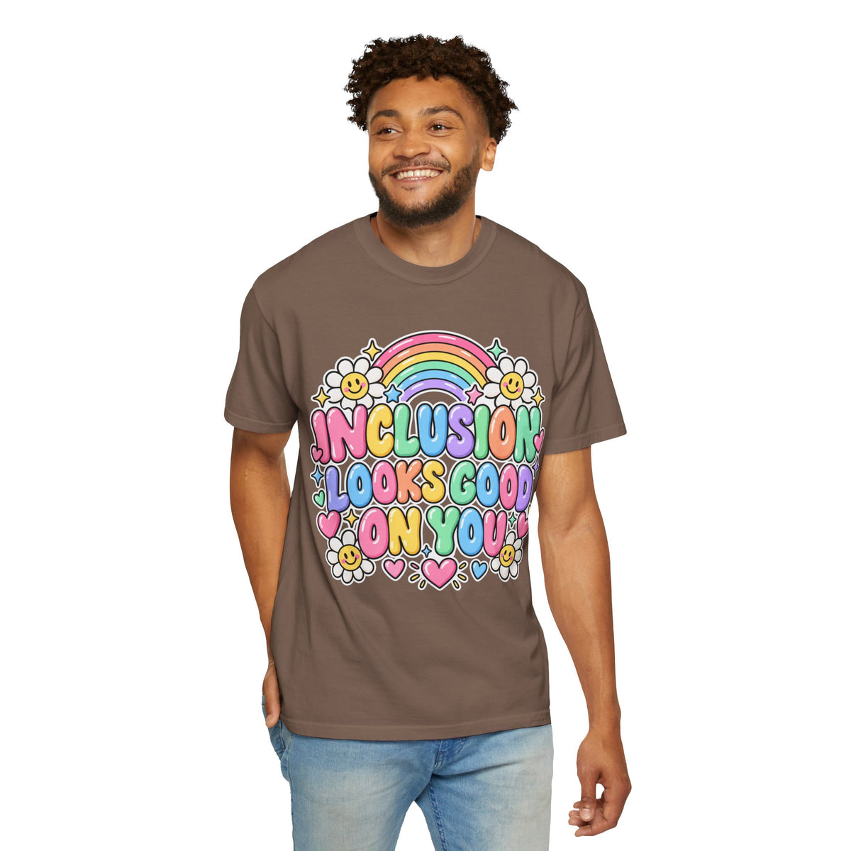 Inclusion Looks Good On You T-Shirt | Rainbow Smiles Graphic Tee