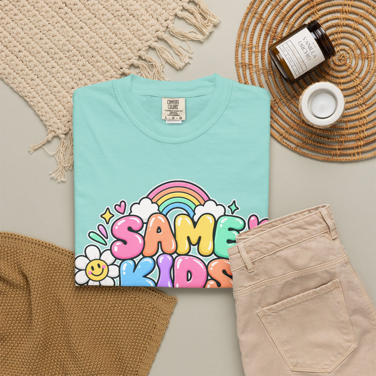 Same Kids Different Day T-shirt | Retro Rainbow Floral Typography