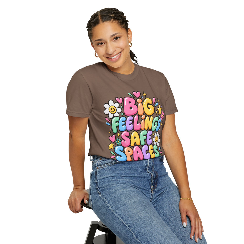 Big Feelings Safe Spaces T-shirt | Pastel Cute Floral Typography