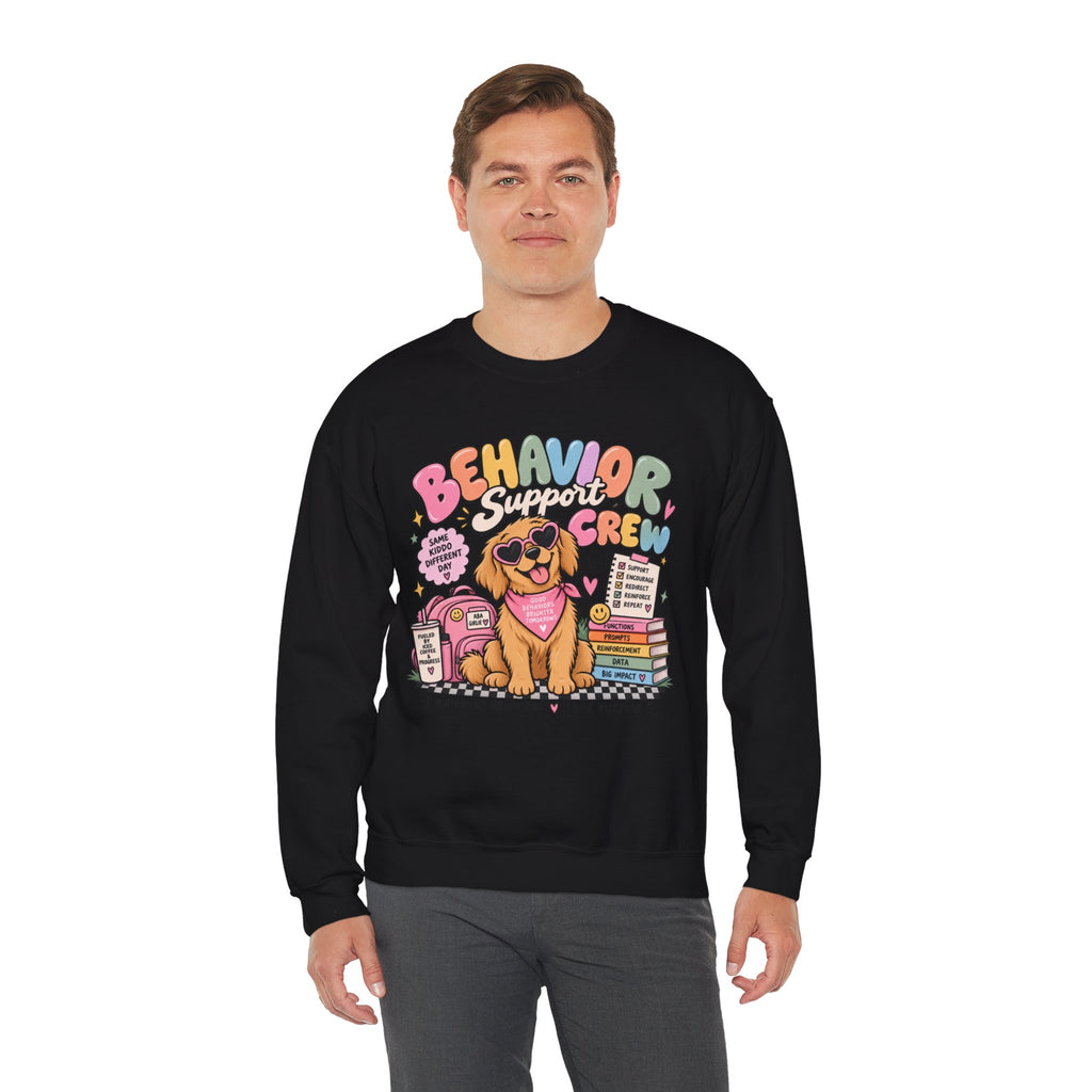 Behavior Support Crew sweatshirt | School Therapy Dog Design, Books & Classroom Icons