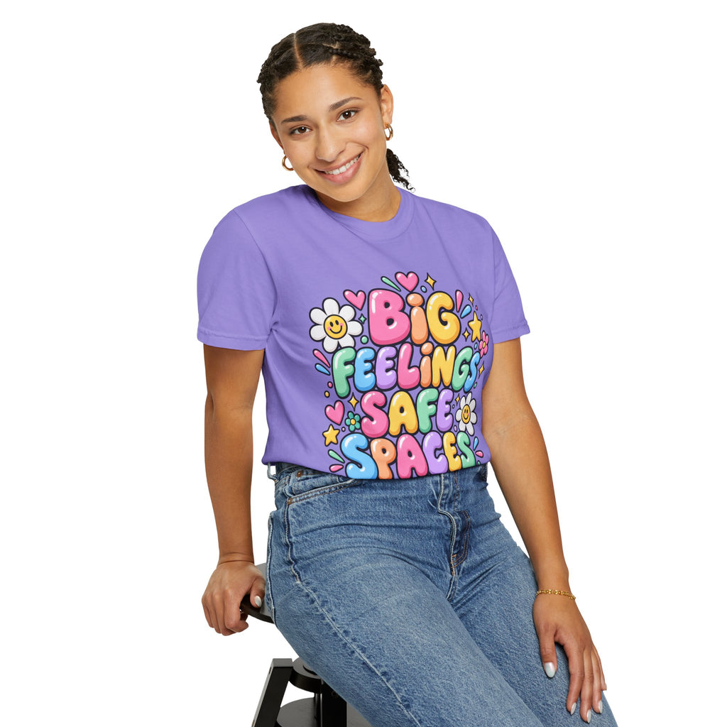 Big Feelings Safe Spaces T-shirt | Pastel Cute Floral Typography