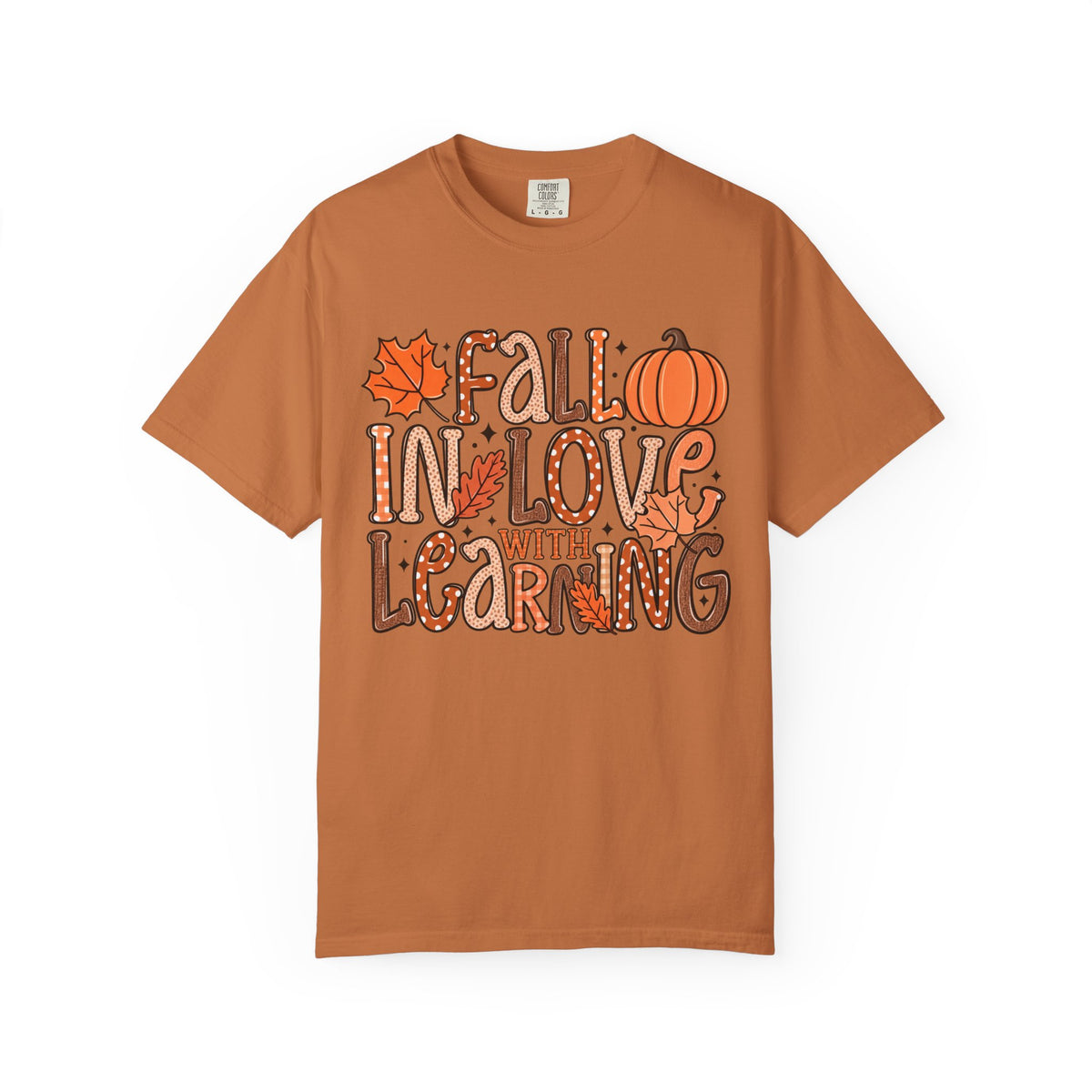 Fall in Love with Learning T-Shirt | Teacher Autumn Pumpkin Leaves