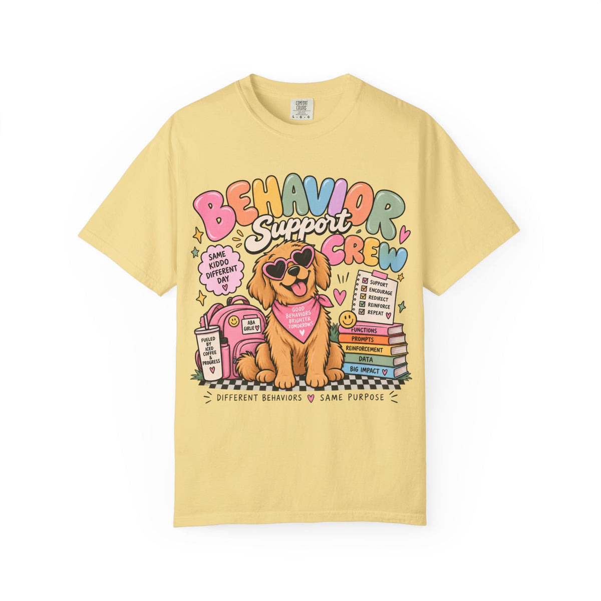 Behavior Support Crew T-shirt | Golden Retriever School Therapy Design