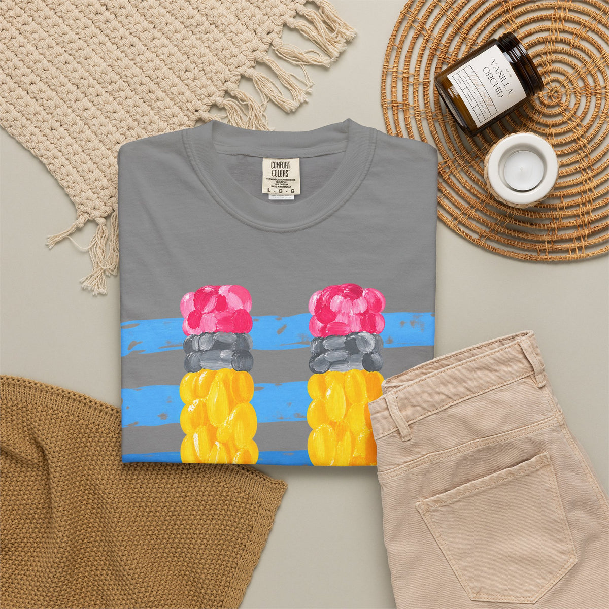 Braided Pencil Illustration T-Shirt | School Art Teacher Tee