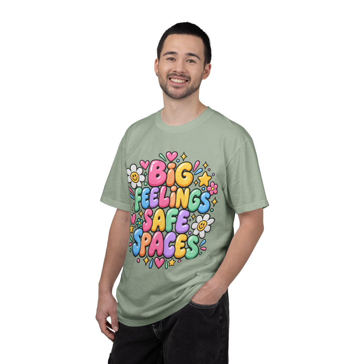 Big Feelings Safe Spaces T-shirt | Pastel Cute Floral Typography