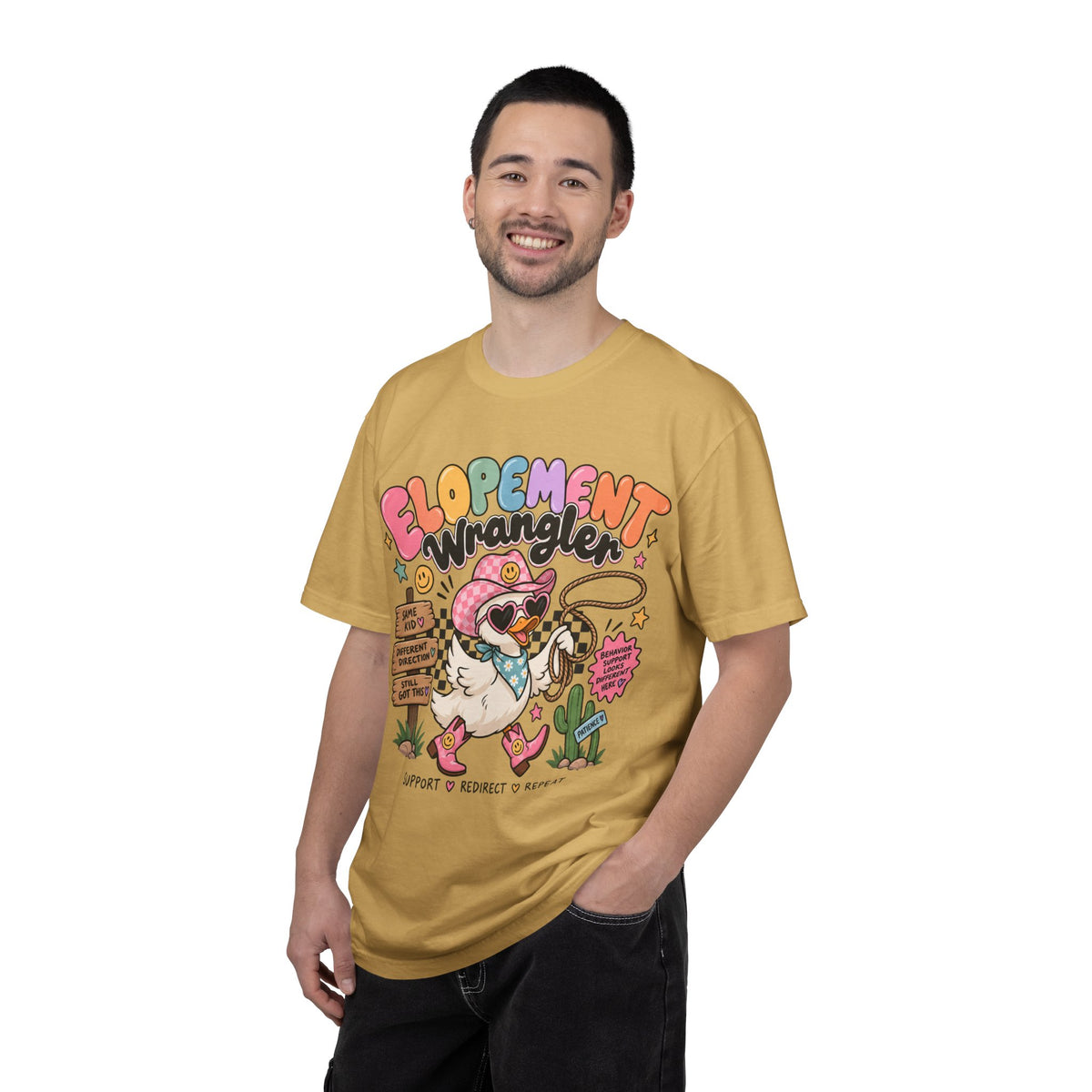 Elopement T-shirt | Cute Cowboy Sloth Illustration, Western Floral Tee