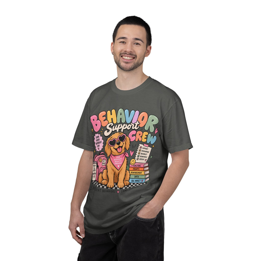 Behavior Support Crew T-shirt | Golden Retriever School Therapy Design
