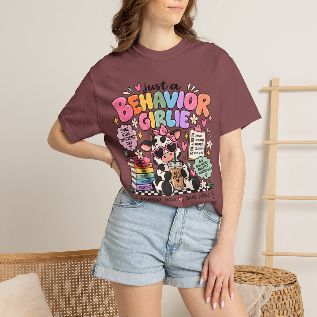 Just a Behavior Girl T-shirt | Cute Cow Therapist Illustration